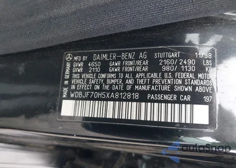 1999 Mercedes-Benz E 430 from USA, damaged, VIN WDBJF70H5XA812818